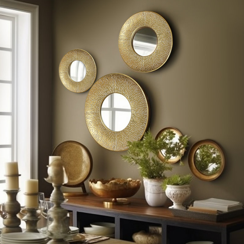 Mikaylee Metal Round Mirror