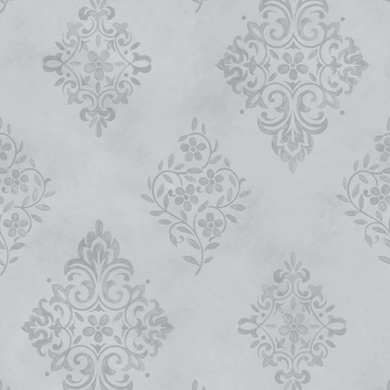 by Rachel Ashwell Diamond Motif Damask 10m x 52cm Wallpaper Roll, Blue