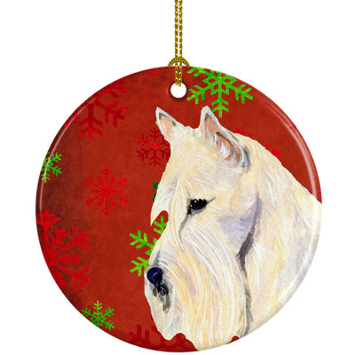 Ornement figurine suspendu en céramique de noël écossais terrier