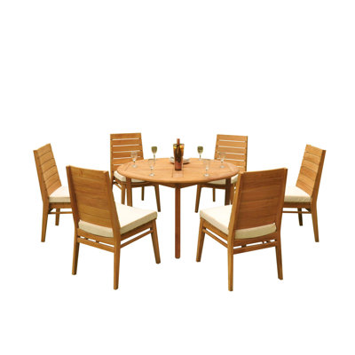 Round Long Teak Dining Set