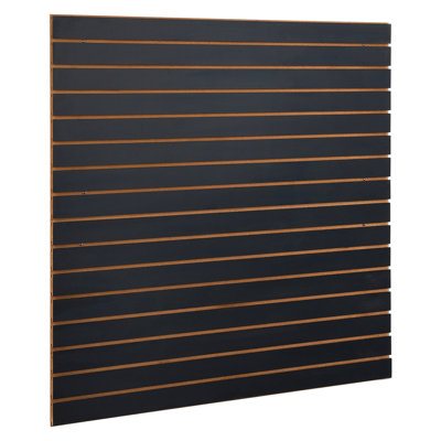 4ft x 2ft Heavy Duty Slatwall Panels Set (Black) - Premium MDF Garage Wall Organizer & Retail Display System