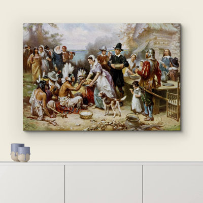 «Jean Leon The First Thanksgiving on Canvas» par Jean Leon, reproduction