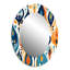 Symphonie botanique orange et bleue II - miroir unique abstrait, grand miroir mural moderne, impression d'art en métal-121503502-121503505