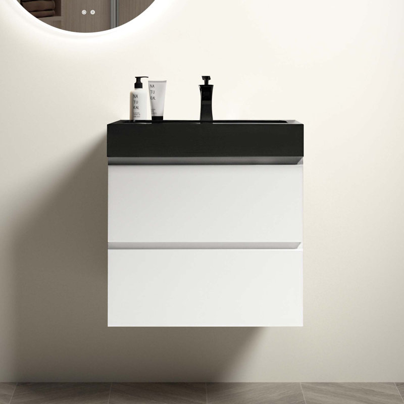 Meuble-lavabo mural moderne avec lavabo une pièce sans drain ni robinet