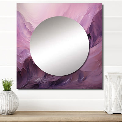 Tuba Terrain Mountainous Mauve VI - Abstract Liquid Ink Square Mirror For Wall Art Decor