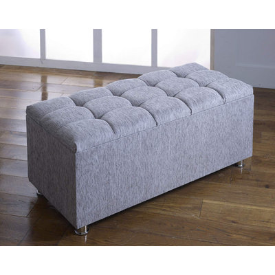 Pouliot 101cm Wide Tufted Rectangle Solid Colour Ottoman with Storage