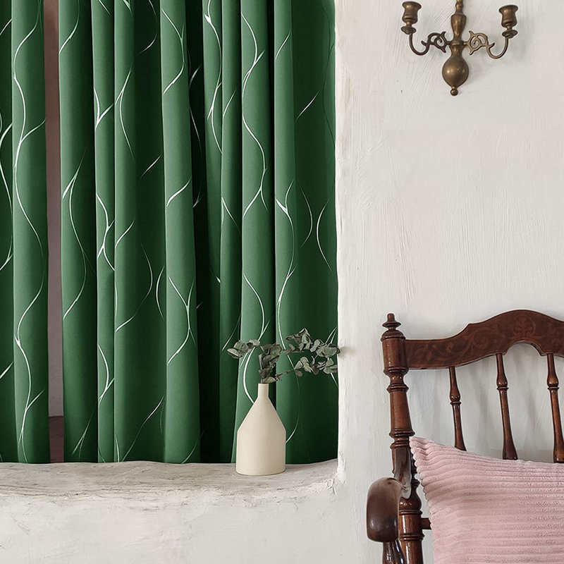 Kellda Thermal Room Darkening Polyester Curtain Panels, Dark Forest, 42" W x 84" L