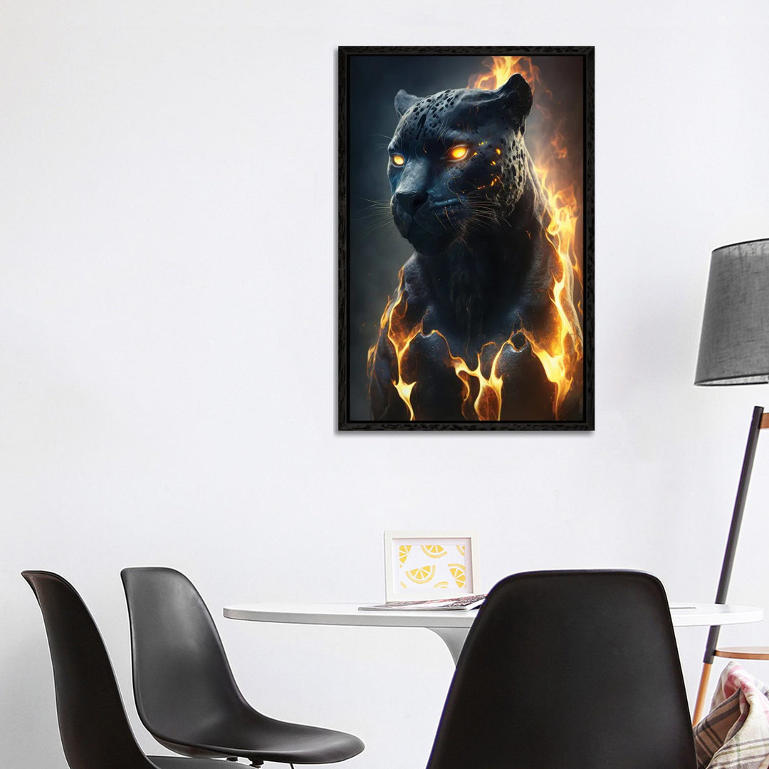 Black Panther Flames von Zenja Gammer - Galerie-verpackte Leinwand Giclée auf Leinwand