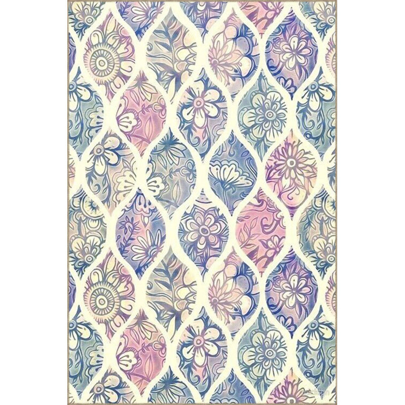 Tapis décoratif moderne à motif de losanges lavable à la machine, Carré 4 pi 11 po