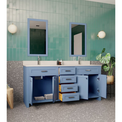 70.74'' Double Bathroom Vanity with White Quartz Top