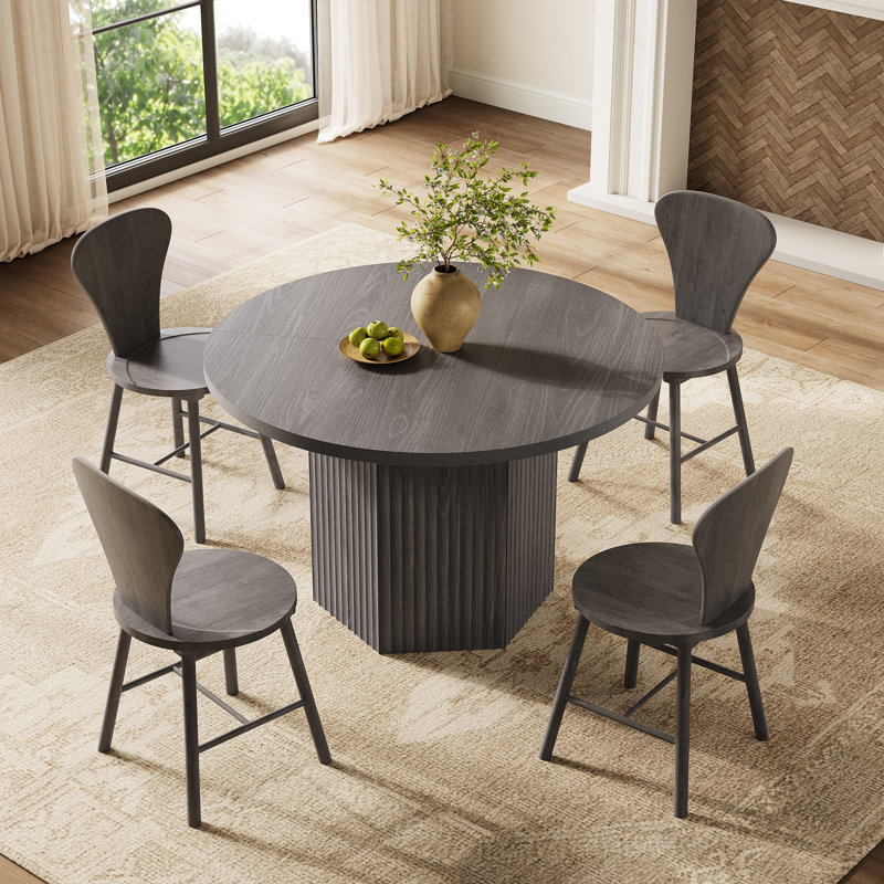 Table de salle à manger Shonta Cesiro, Aulne gris foncé