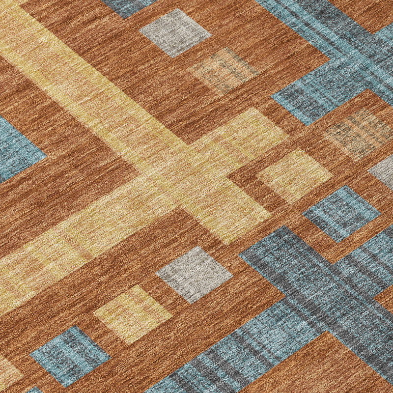 Machine Washable Indoor/Outdoor Chantille ACN2708 Geometric Rug, Paprika, 5' x 7'6"