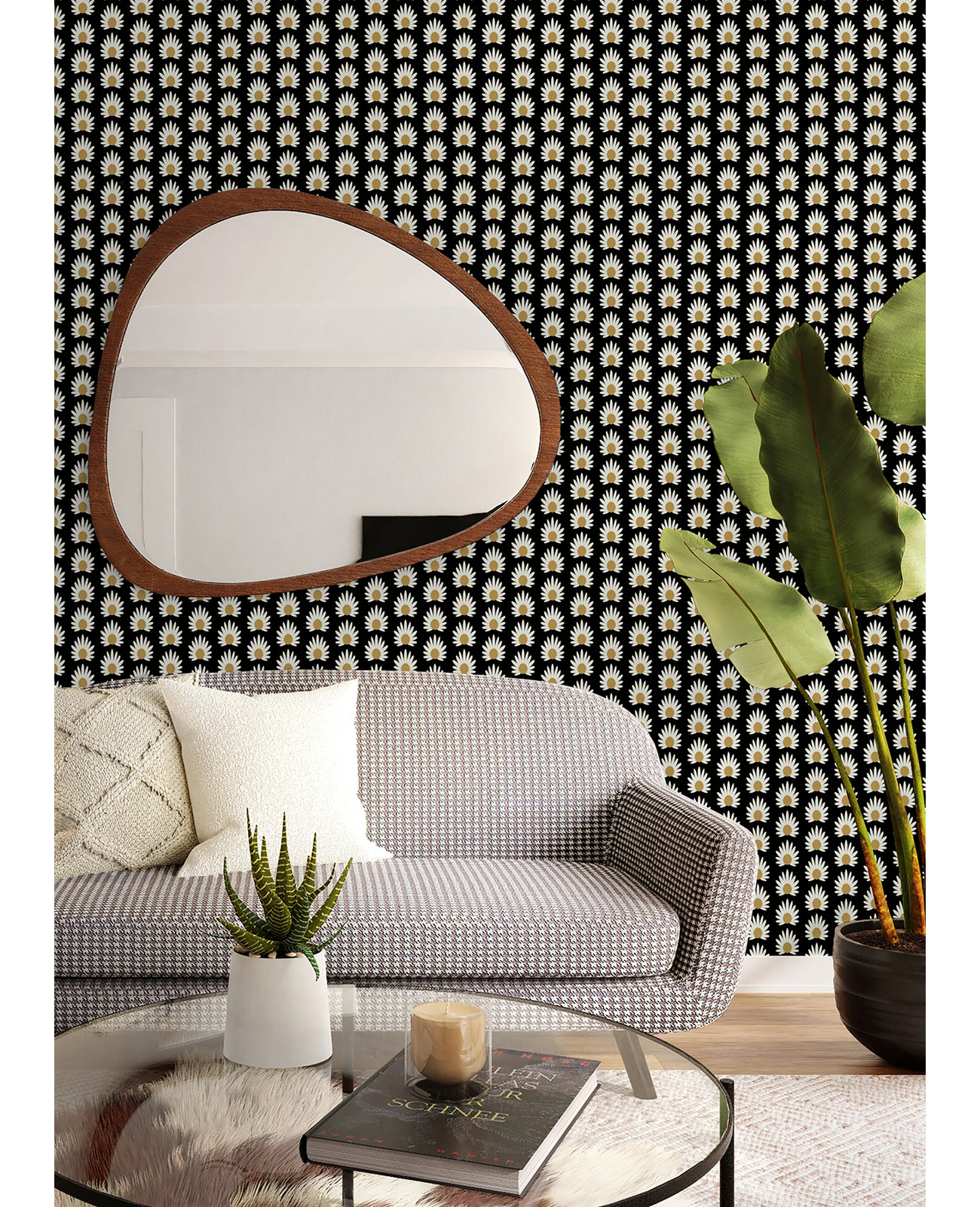 Fleur Peel & Stick Floral Wallpaper, Black