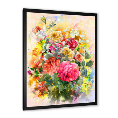 Fleurs de jardin rétro vintage - décoration murale traditionnelle sur toile