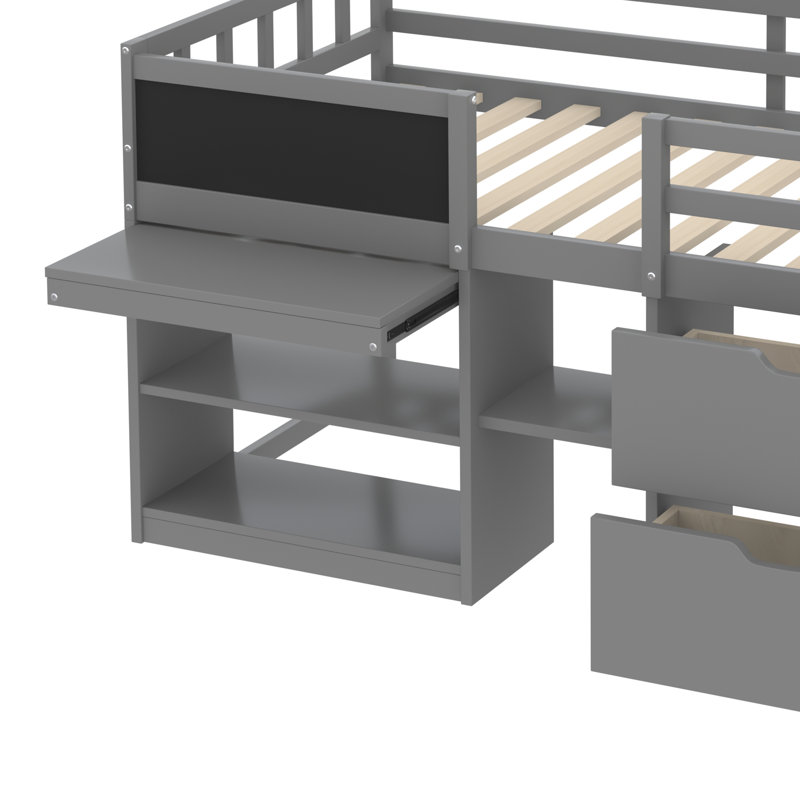 Lit mezzanine simple avec tiroirs Heldreth Kids, gris