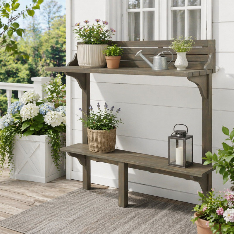 Table de bar d'extérieur en bois d'acacia