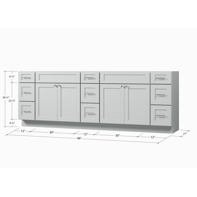 Base de meuble-lavabo double 96 po Disar, Gris