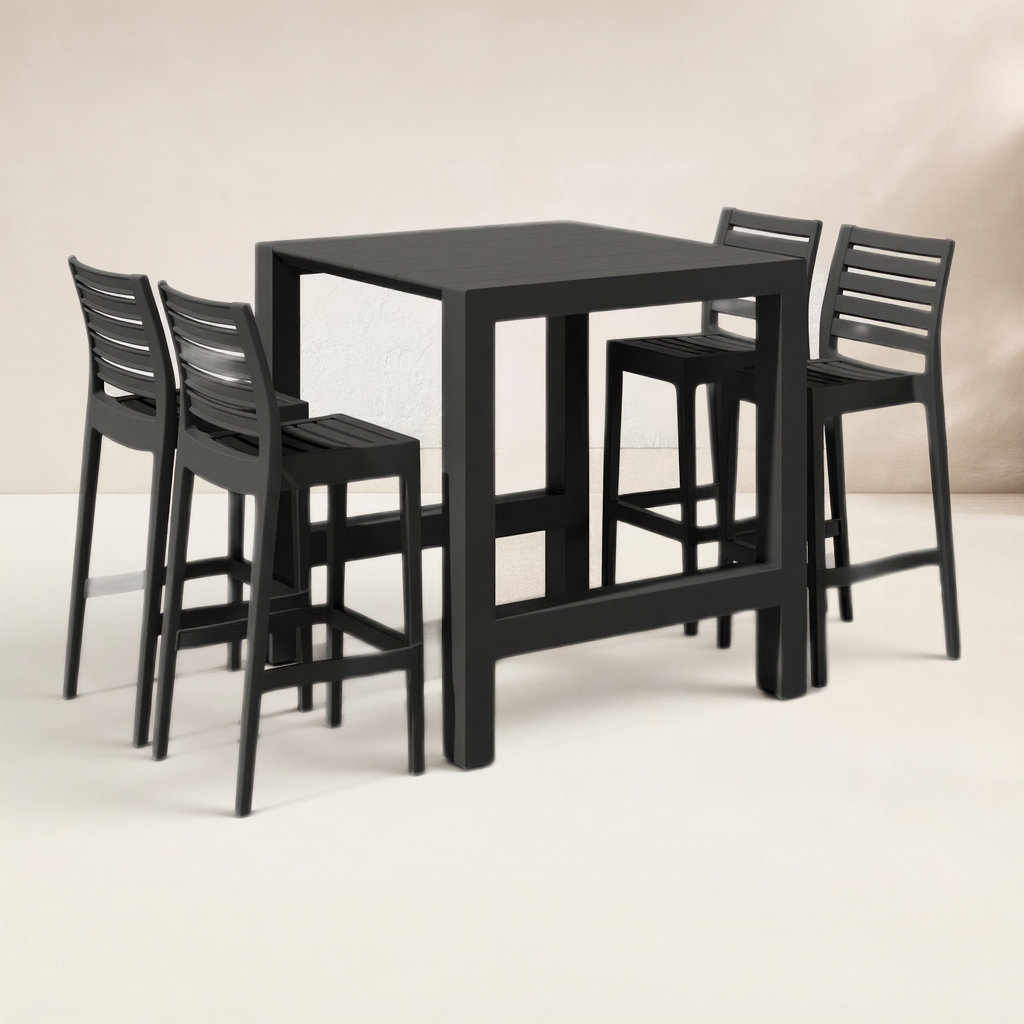 Farrah 39" Patio Dining Set, Black