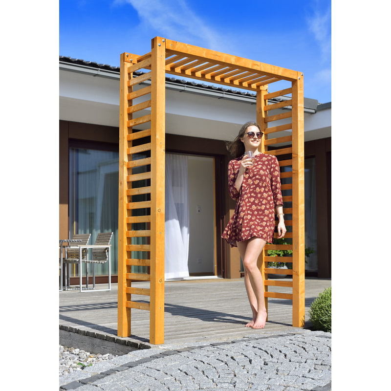 138.5cm W x 47cm D Wood Arbour, Honey