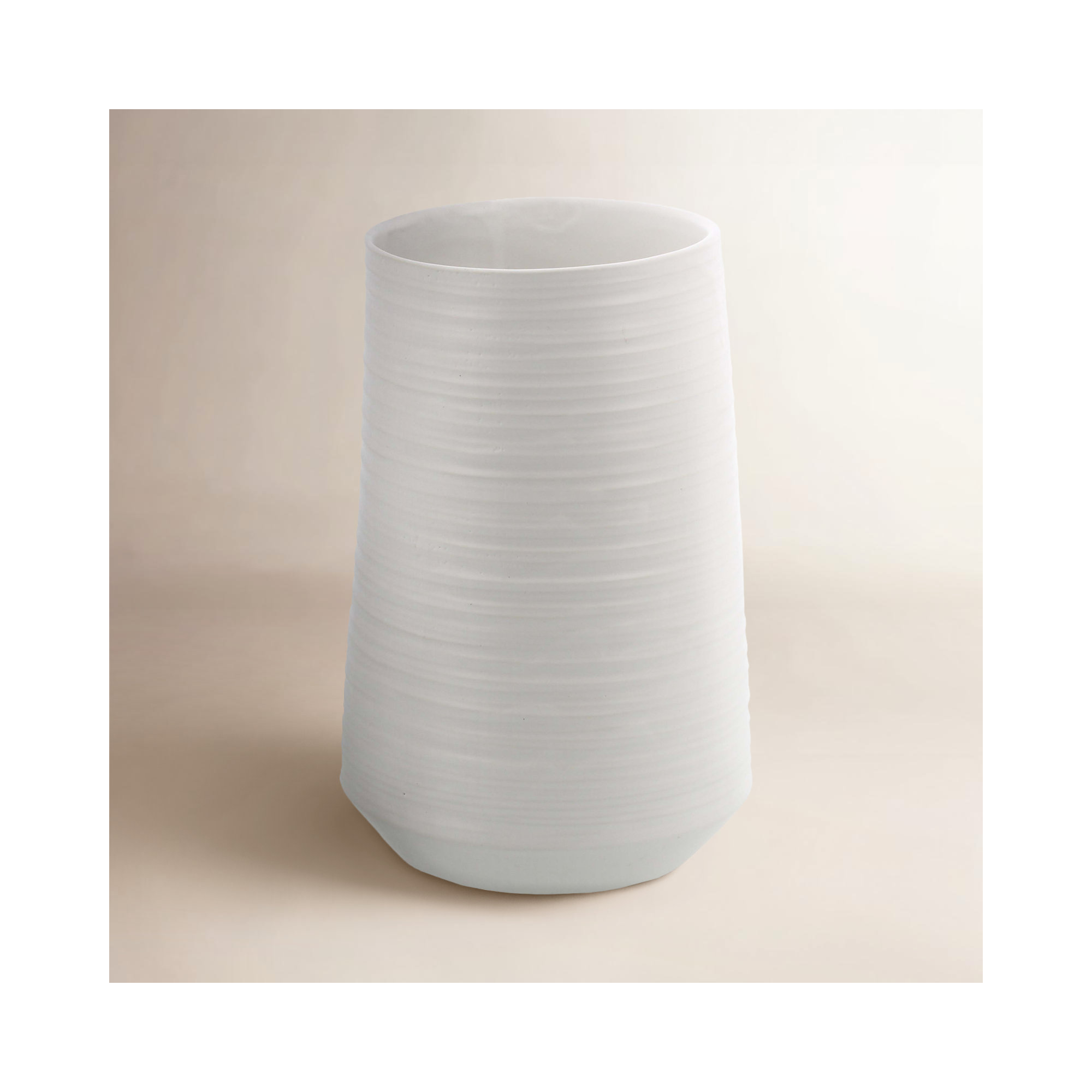 Alette Ribbed Porcelain Ceramic Decorative Vase, 9" H