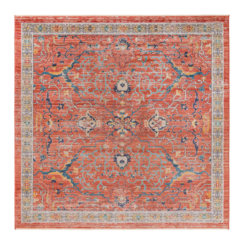 Alkire Floral Indoor Rug, Square 7'10"