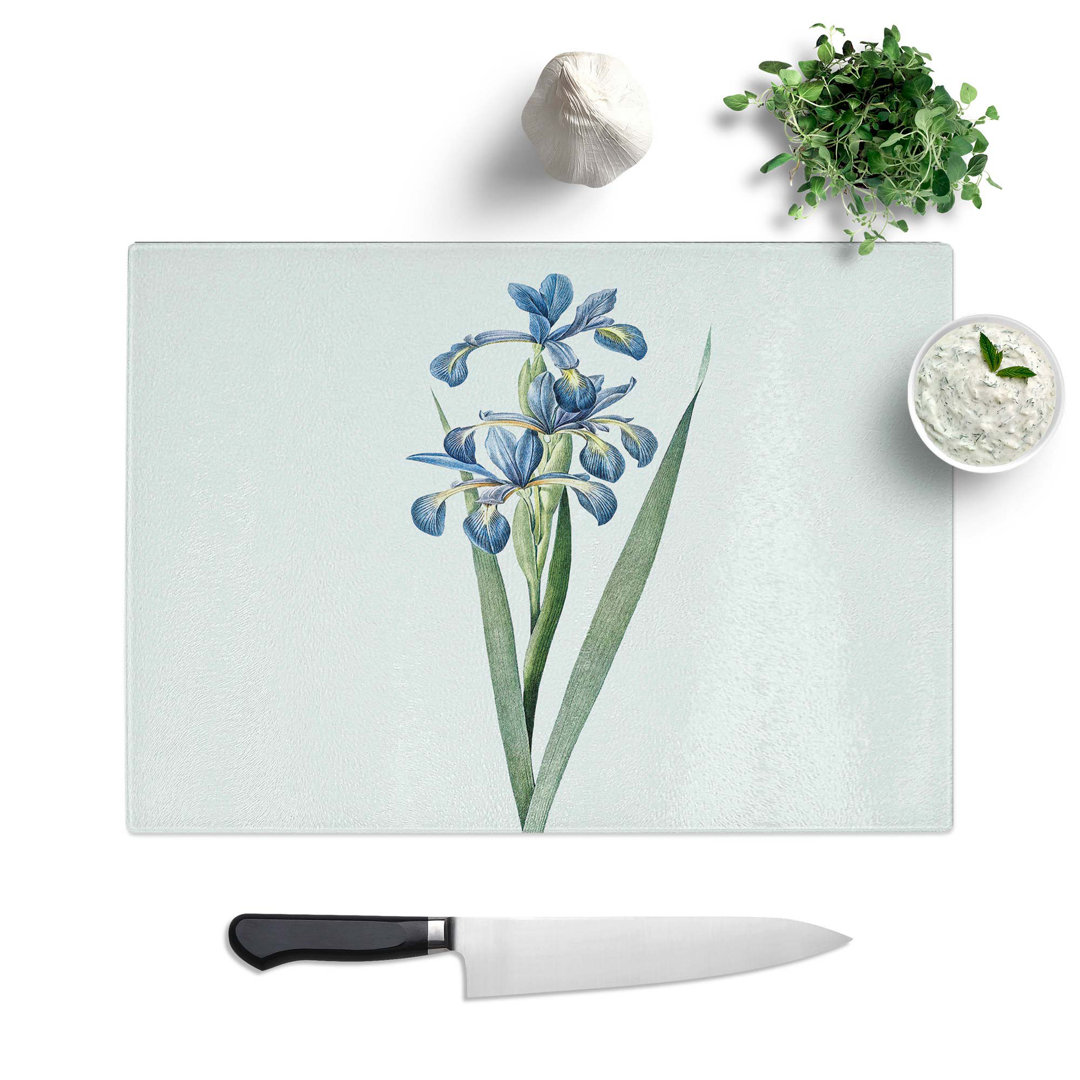 Tempered Glass Iris Flowers Chopping Board