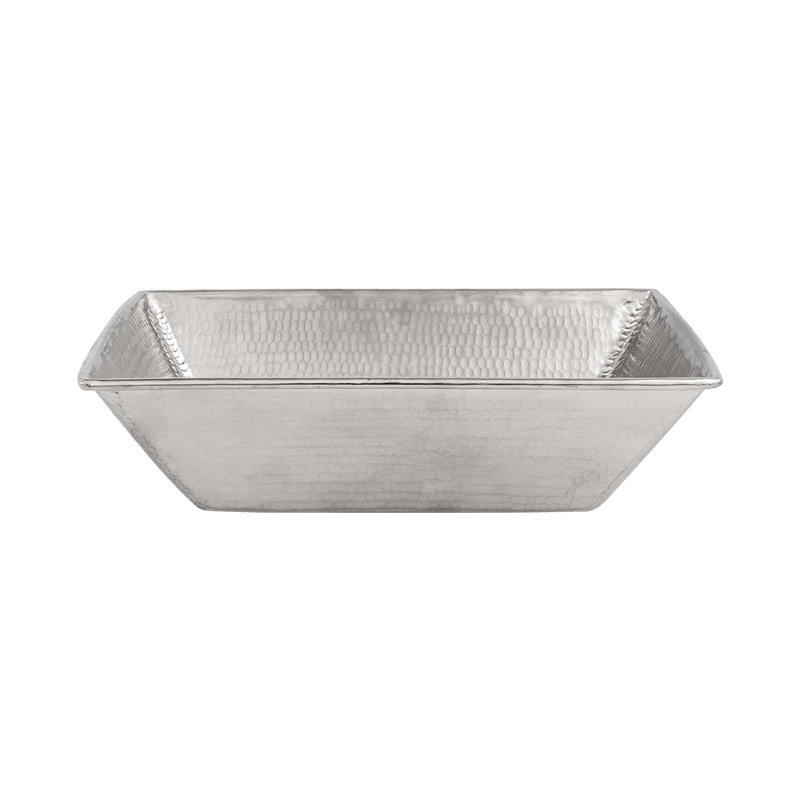 17" Rectangle Wired Rim Vessel Hammered Copper Sink in Nickel