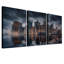 Ensemble d'illustrations murales sur toile Illuminated City Skyline Reflection in Water and Cloudy Sky-133447513