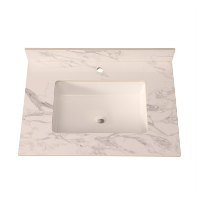 31"x22"Bathroom Vanity Top,sintered stone carra  Barthroom Vanity Sink Tops with Rectangular Undermount Ceramic Sink