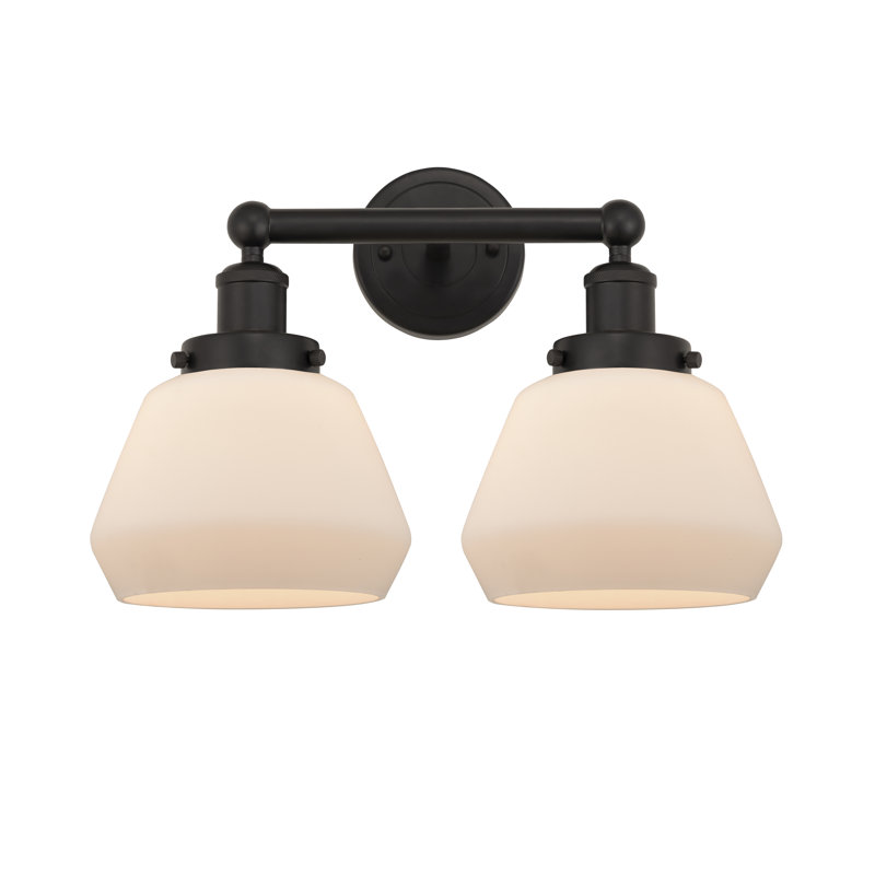 Éclairage pour salle de bain à 2 lumières à intensité variable Rivka, Blanc mat, Bronze huilé