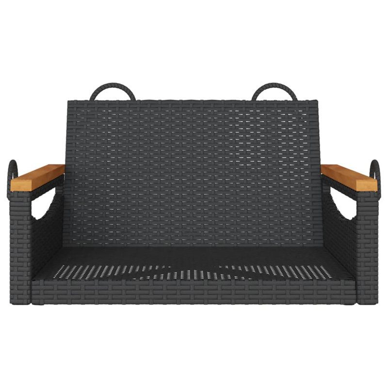 Banc en rotin 24,8 po x 24,4 po x 15,7 po Ebern Designs, Noir, noir, noir, noir