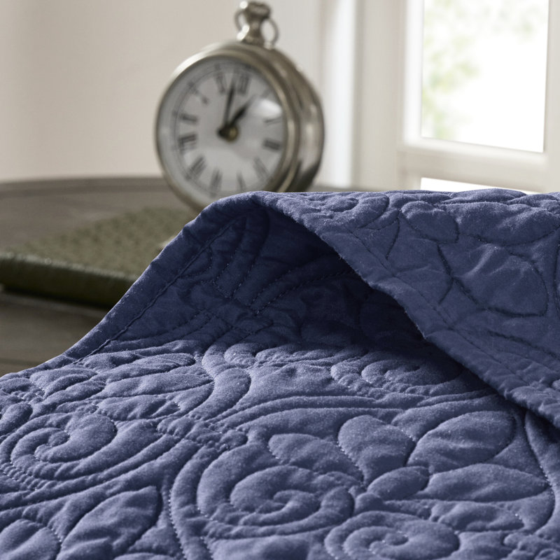 Couvre-lit simple réversible bleu marine - Matelassé et coton prélavé pour une nuit reposante