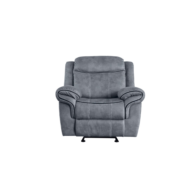 Two Tone Grey Velvet Glider Recliner