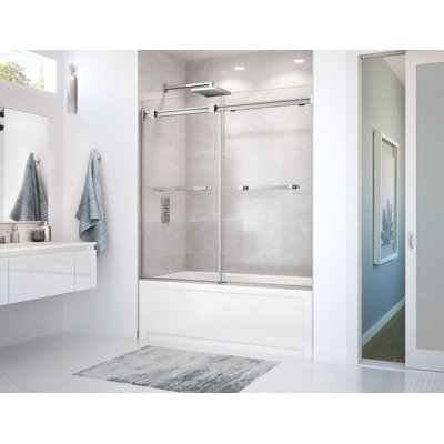 Porte de baignoire à dérivation de 8 mm pour installation en alcôve avec verre transparent de 56-59 x 55-59 po Duel