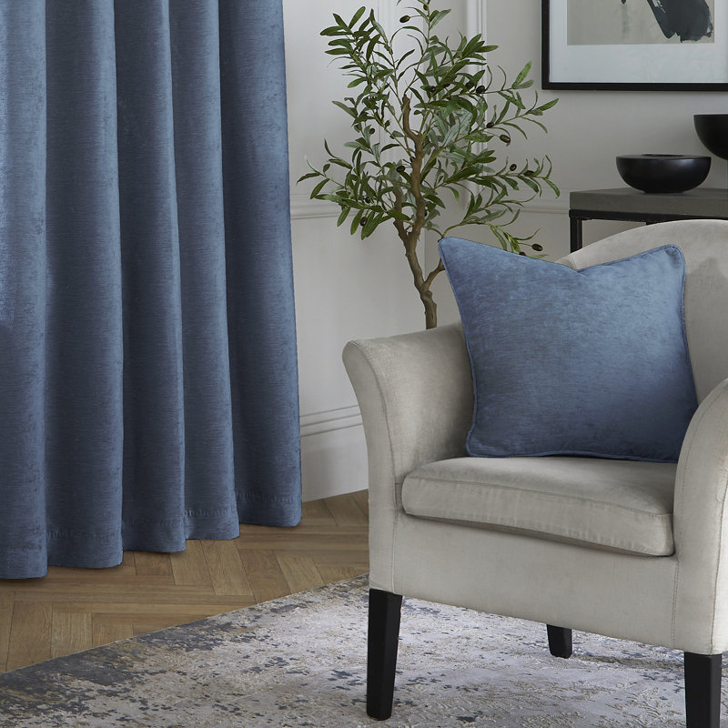 Textured Chenille Square Throw Cushion, Navy
