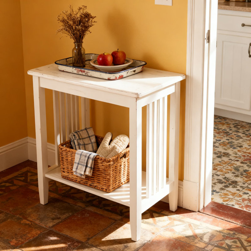Table d'appoint Style avec tablette de rangement inférieure, fabrication en bois massif pour le salon, la chambre à coucher ou le bureau