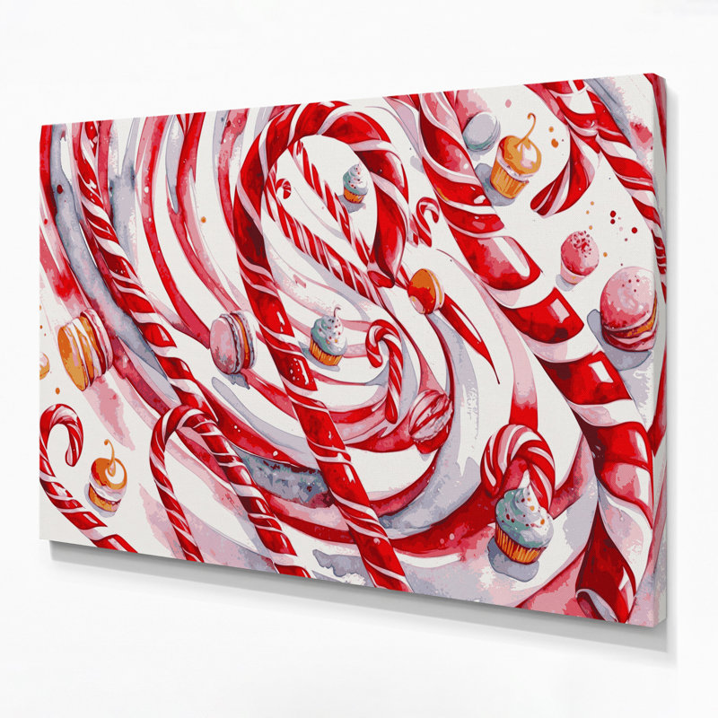 Desserts Candy canes Beige Canvas Wall Art