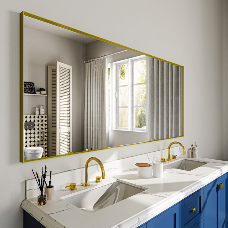 Miroir de salle de bain mural, Doré, 72 po x 36 po