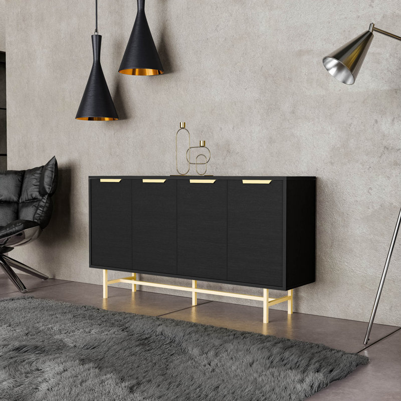 Covedale 144cm Console Table, Black/Gold