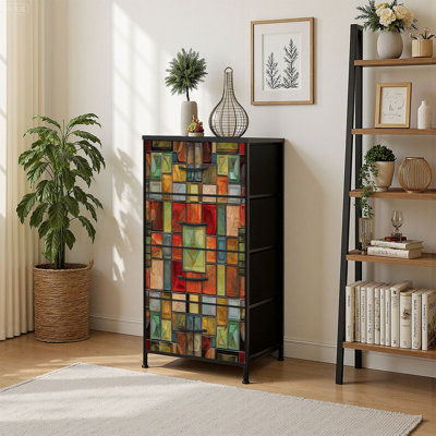 4 Drawer Vertical Storage Dresser with Fabric Pull Drawers