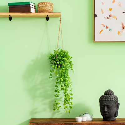 29" Artificial Green Mini Leaf Ivy in Hanging Pot.