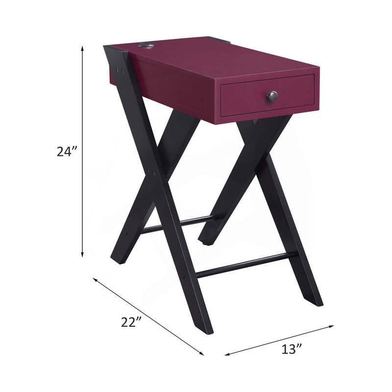 Accent Table With Built-In Usb Port, Burgundy