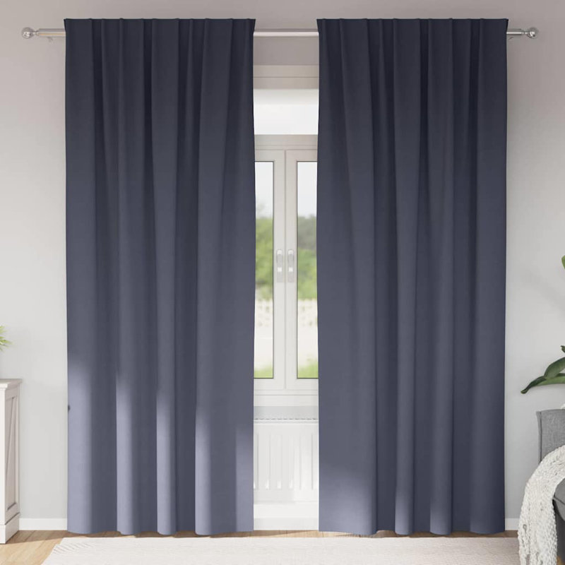 Blackout Curtain Pair, 225cm Width x 140cm Drop, Anthracite