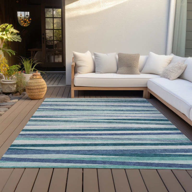 Tapis bleu sarcelle lavable intérieur / extérieur Liora , 5' x 7'6"
