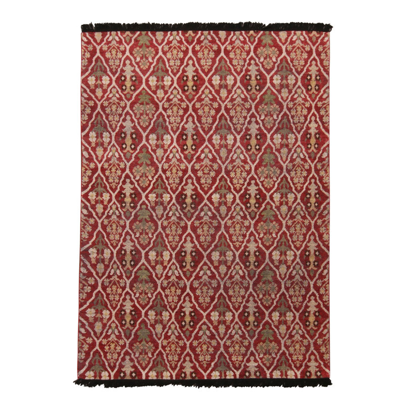 Burano Hand Knotted Wool Geometric Area Rug, Rectangle 6' x 9'