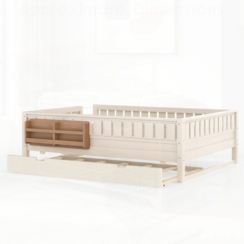 Lit superposé peu encombrant avec tablettes intégrées, petit escalier et lit gigogne pour un rangement et une sécurité maximaux