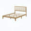 Structure de lit double en chêne avec tête de lit en lin
