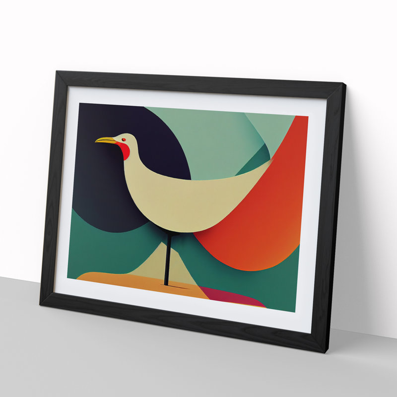 Seagull Abstract Vol.1 - Single Picture Frame Painting, 46cm H x 64cm W x 2cm D, Black 