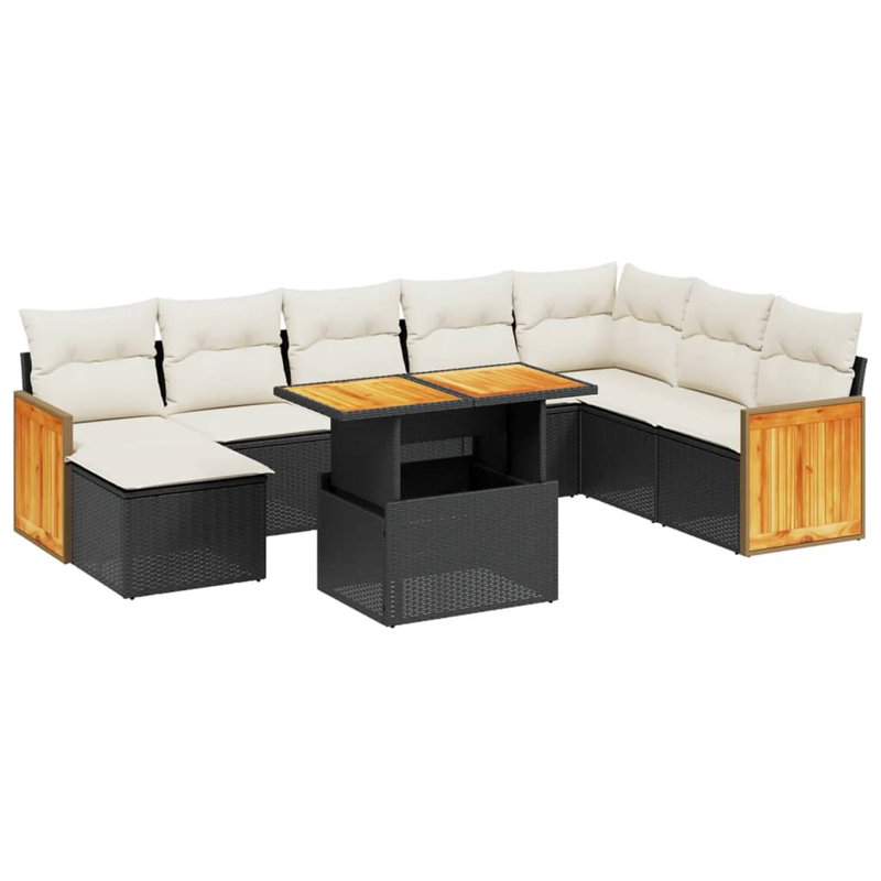 Vidaxl Garden Sofa Set Black, Cream White