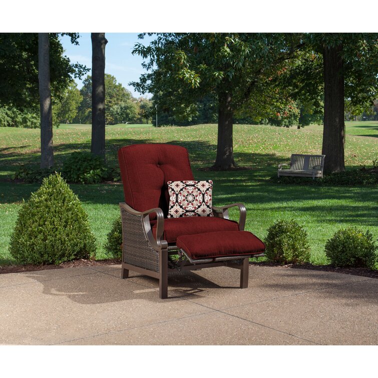 Craighead Luxury Recliner Patio Chair with Cushions Alcott Hill Cushion Color: Crimson Red